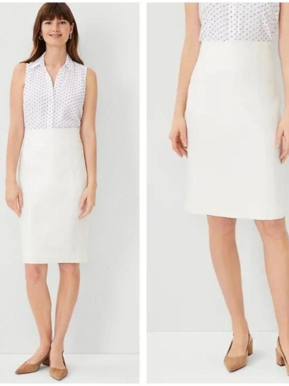 Ann Taylor White Pencil Skirt Size 2 | Matching Blazer Available